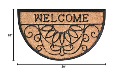 Calloway Mills 10009 Welcome Scroll Coir and Rubber Heavy-Duty 18" X 30" Doormat - color: Welcome Scroll