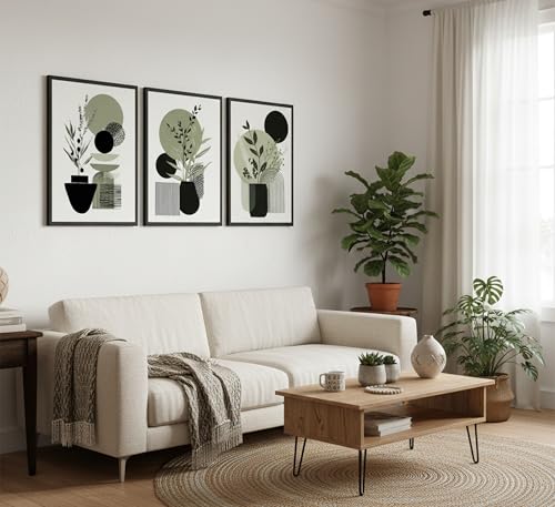 MDHFJEAW 3 Pcs Sage Green Boho Floral Wall Art Unframed Poster 16x24 In - color: Poster, size: 24''L x 16''W
