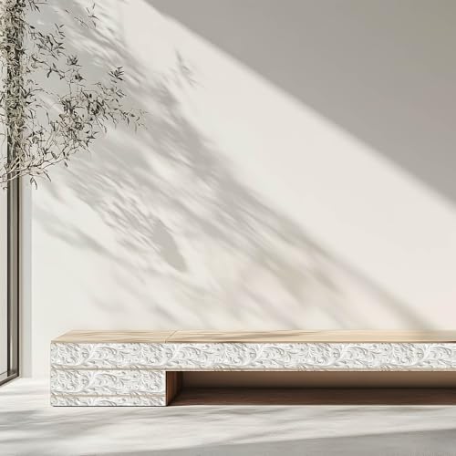 IVN Wallpaper Border Peel and Stick Wall Classic White Carving 4x196 Inch - color: Classic White Carving
