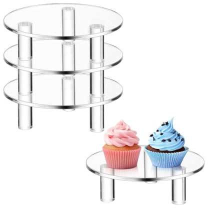 3 Pcs Round Acrylic Risers Clear Small Display Stands, 5" - size: 5”