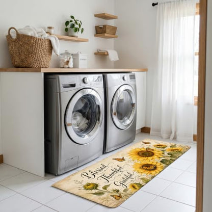Kitchen Rugs for Floor 2 Pcs Memory Foam Padded Anti Fatigue Kitchen Mat - color: Sunflower