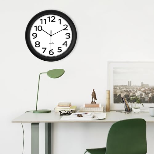 HIPPIH 10 Inch Wall Clock, 2Pack Silent Non Ticking Battery Operated Clocks - color: With Black Second Hand, size: 10 inches
