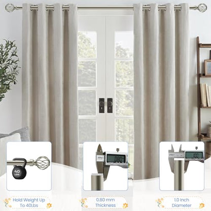 Nickel Curtain Rod 28 to 48 Inch, Heavy Duty Drapery Pole Iron Cage - color: Nickel, size: 18-64"