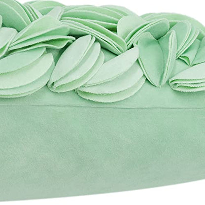 KINGROSE Luxury Solid 3D Flower Throw Pillow Cover, Mint Green, 12x20 Inch - color: Mint Green - Solid Suede