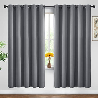 Yakamok Grey Room Darkening Curtains 62x72 inch Gray Grommet-Living Room - color: Grey, size: 62"W x 72"L (Pack of 2)