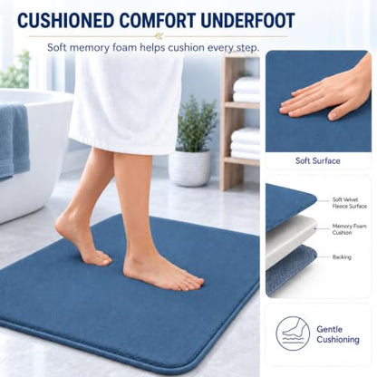 RUN HELIX Bathroom Rugs Sets 3 Piece, Soft Absorbent Memory Foam Bath Mats Set, Dry Fast Bath Mat, Machine Washable Bath Rug Set for Bathroom （Misty Blue） - color: Misty Blue