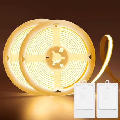 2 Pack 6.6Ft COB LED Strip Lights Battery Powered for Kitchen (Warm White) - color: COB Warm White
