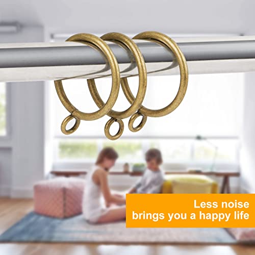 Antique Brass Curtain Rings with Eyelets for Up to 1.2-inch Curtain Rods (Set of 30 PCS Curtain Rings) - size: 1 1/2 inch Inner Diameter