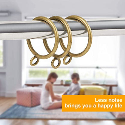 Antique Brass Curtain Rings with Eyelets for Up to 1.75-Inch Curtain Rods (Set of 30 PCS Curtain Rings) (2 inch Inner Diameter) - size: Up to 1.75 inches