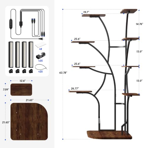 Barrina LS13 Corner Plant Stand with Grow Lights, 9-Tier, Full Spectrum - size: 63.8IN