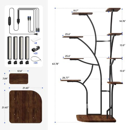 Barrina LS13 Corner Plant Stand with Grow Lights, 9-Tier, Full Spectrum - size: 63.8IN