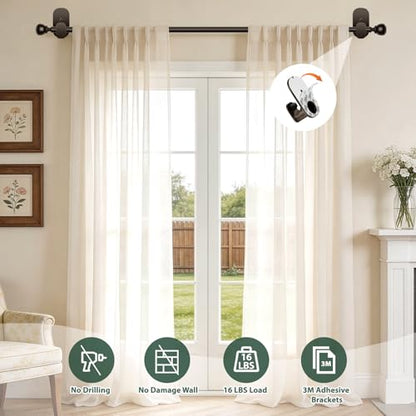 USFOOK Bronze Curtain Rods No Drilling 16 to 30 Inch, Adhesive Window Rod - color: Bronze, size: 16-30"