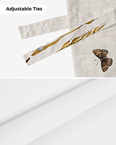 Butter-fly Leaves Tie Up Valance Curtain for Kitchen Living Room Bedroom Bathroom Cafe,Rod Pocket Short Window Drape Panel Adjustable Drapary Print,Elegant Fall Yellow Blue Yellow Daisy Beige 42"x18" - size: 42"W x 18"L (Pack of 1)