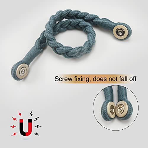 Magnetic Soft Curtain Tiebacks Rope Cotton Window Curtain Holdbacks Porlau - color: Blue, size: 4 Pack