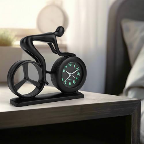 Racing Bicycle Desk Alarm Clock Battery Operated, Glow-in-the-Dark Dial, Silent Non-Ticking | Unique Cycling Gift for Cyclists, Students, Teachers | Office, Desk, Shelf Decor