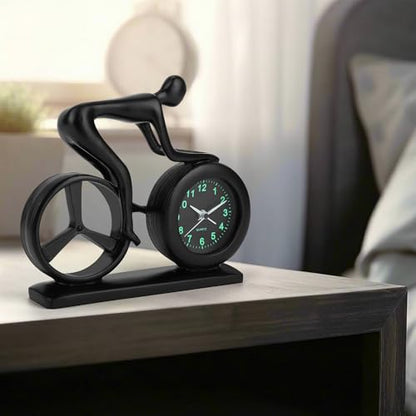 Racing Bicycle Desk Alarm Clock Battery Operated, Glow-in-the-Dark Dial, Silent Non-Ticking | Unique Cycling Gift for Cyclists, Students, Teachers | Office, Desk, Shelf Decor