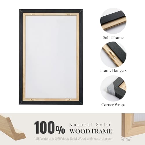 Framed Black and Beige Abstract Wall Art Set, 3 Piece Modern Canvas Prints - color: Flowing, size: 16" W x 24" H x 3Pcs