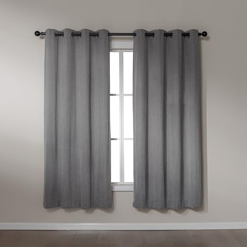 Amazon Basics Chenille Room Darkening Curtains, Light Filtering Window Drapes for Bedroom and Living Room, 2-Panel Set with Grommets, 52" W × 72" L, Grey Solid - color: Grey, size: 52"W x 72"L (Pack of 2)