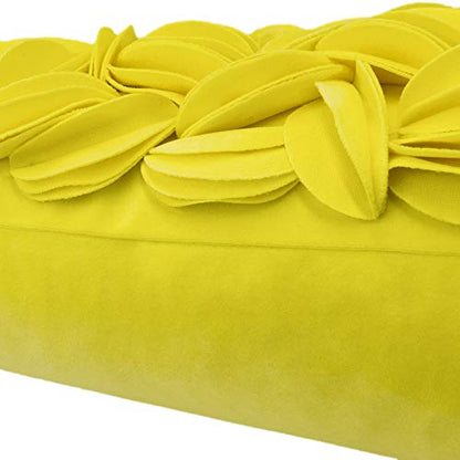 KINGROSE Velvet 3D Floral Lumbar Throw Pillow Cover, York Yellow, 12x20 in - color: York Yellow - Velvet