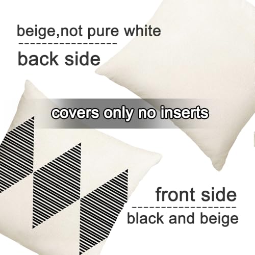 Outdoor Pillows Covers 18x18 Waterproof,Black and Beige Set of 4(No Insert) - color: Black and Beige, size: 18" x 18" (Pack of 4)