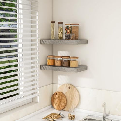 RICHFOCUS Bathroom Floating Shelves for Wall 2Pack|Grey|16" L - color: Grey, size: 15.7"L x 8"D, Set of 2
