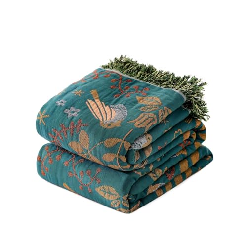 LUTBM Boho Throw Blanket for Couch 50"x60", 100% Cotton Soft Bed Blankets - color: Animal-bird-a, size: 50"×60"