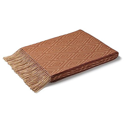 CUDDLE DREAMS Premium Cashmere Throw Blanket with Fringe (Diamond Ochre) - color: Diamond Ochre