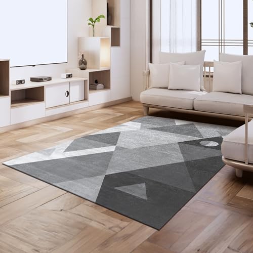 HOMFINE Washable Modern Area Rug - Geometric Style 10x13.9 Rugs for Living Room, Bedroom, Machine Washable Rug Soft Non Slip Non Shedding Area Rug - Grey, 10'x13.9' - color: Grey, size: 10' x 13.9'(Rectangular)