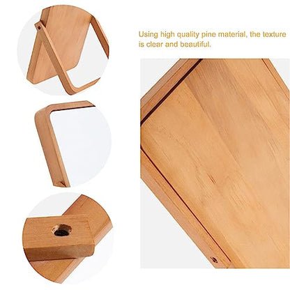 Mokoze Wood Desk Mirror, Adjustable Tabletop Vanity Mirror, 10.55" x 7.87"