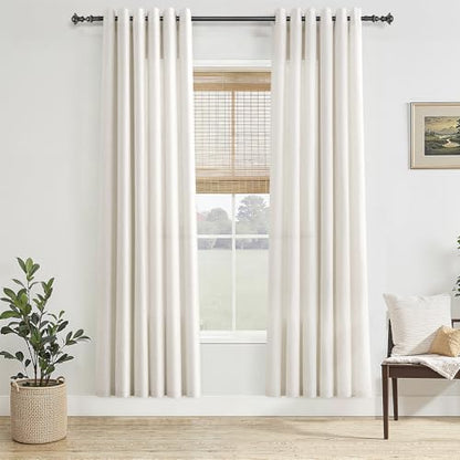 Jowels Natural Linen Grommet Curtains 80 Inch Long 2 Panels for Living Room - color: Natural, size: 40"W x 80"L (Pack of 2)