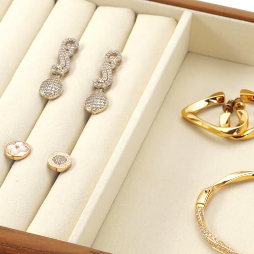 Oirlv Wood Ring Display Tray - color: Cream, size: 5 slot