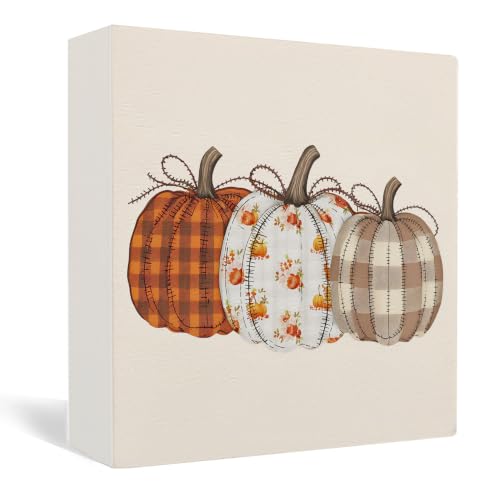 Farmhouse Fall Pumpkin Wooden Box Sign Desk Decor,Fall Room Decor - color: Fall Pumpkin