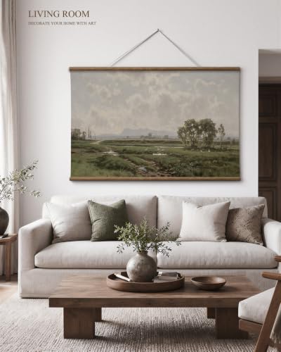 ARPEOTCY Extra Large Framed Wall Art, Pastoral Landscape Wall Art, 36x54In - color: Wetland Landscape