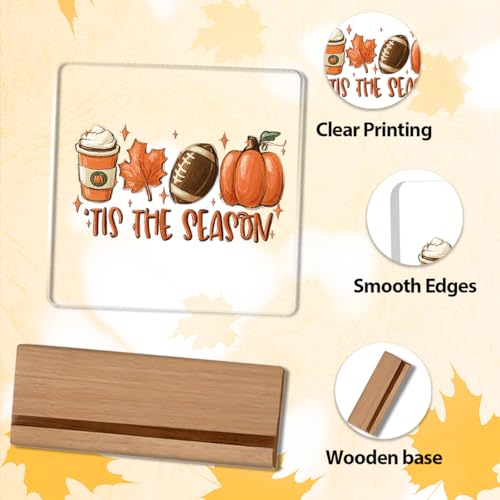 Tis the Season Pumpkin Football Fall Decor Sign - color: Fall07