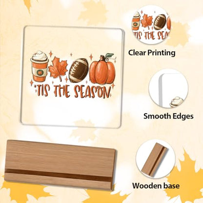 Tis the Season Pumpkin Football Fall Decor Sign - color: Fall07
