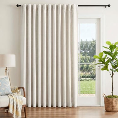 INOVADAY Extra Wide 100% Blackout Linen Curtains for Bedroom 102x108 Cream - color: #01 Cream, size: 102"W x 108"L (Pack of 1)