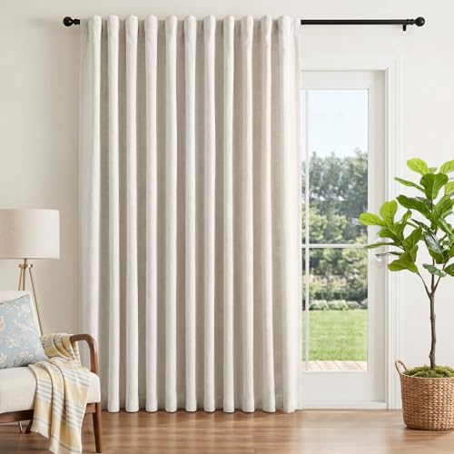 INOVADAY Extra Wide 100% Blackout Linen Curtains for Bedroom 102x108 Cream - color: #01 Cream, size: 102"W x 108"L (Pack of 1)