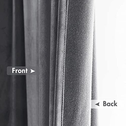 MIULEE Grey Blackout Velvet Curtains Drapes 63 Inch Long 52"x63" Bedroom - color: Grey, size: 52"W x 63"L (Pack of 2)
