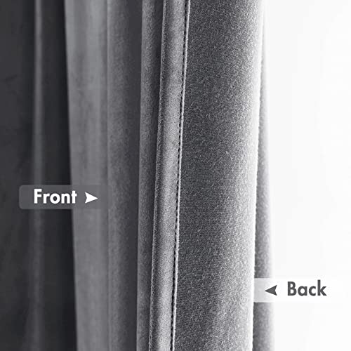 MIULEE Grey Blackout Velvet Curtains Drapes 72 Inch Long 52"x72" Bedroom - color: Grey, size: 52"W x 72"L (Pack of 2)
