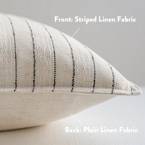 MOROCO Linen Striped Throw Pillow Covers 18x18 Set of 2, Black - color: Black, size: 18" x 18" (Pack of 2)