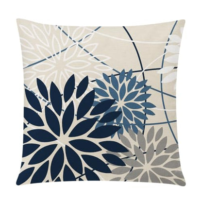 COMMINY Blue Beige Pillow Covers 18x18 Set of 6 Floral Throw Pillow Covers - color: Blue White Beige, size: 18" x 18" (Pack of 6)