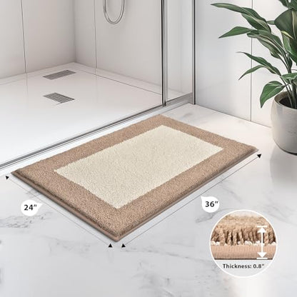 anllugs Bathroom Rugs, 24" x 36" Soft Bath Rugs, Beige & Grayish Brown - color: Beige & Grayish Brown, size: 24" X 36"