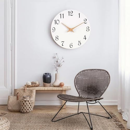 Mosewa Wall Clock Silent Non-Ticking Battery Operated Modern Simple 12" - color: F_white-, size: 12 Inch