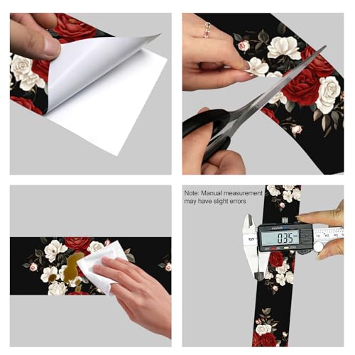 HOMETITUTE Peel and Stick Wallpaper Border 4x196in Red Rose Pattern - color: rose pattern