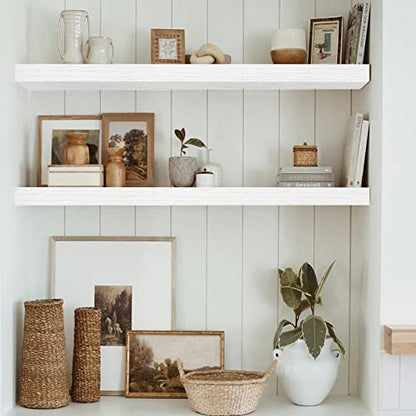 QEEIG Long Floating Shelves for Wall (White, Set of 2, 35.4") - color: C. White, size: 35.4"