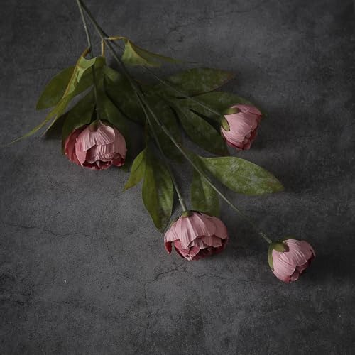 6 Pcs 27" Faux Silk Peony Artificial Flowers Stems for Vase (Warm Pink) - color: Warm Pink