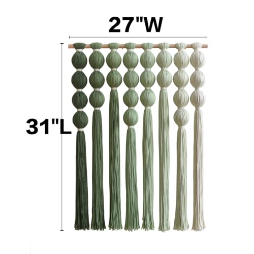 IOWER Macrame Wall Hanging Green Boho Fiber Art Wall Decor 27" W*31" L - color: Green1