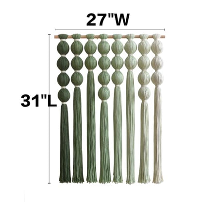 IOWER Macrame Wall Hanging Green Boho Fiber Art Wall Decor 27" W*31" L - color: Green1