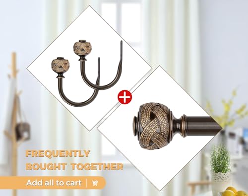 USFOOK Curtain Rods for Windows 32-58 Inch, Bronze, Adjustable Drapery Rod - color: Bronze, size: 32-58"