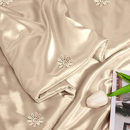 Vonty Taupe Satin Throw Blanket 50x60In, Cooling Silky Wrinkle-Free - color: Taupe, size: 50" x 60"